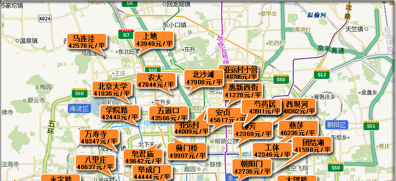 北京房价地图 4万到5万房价地图图片