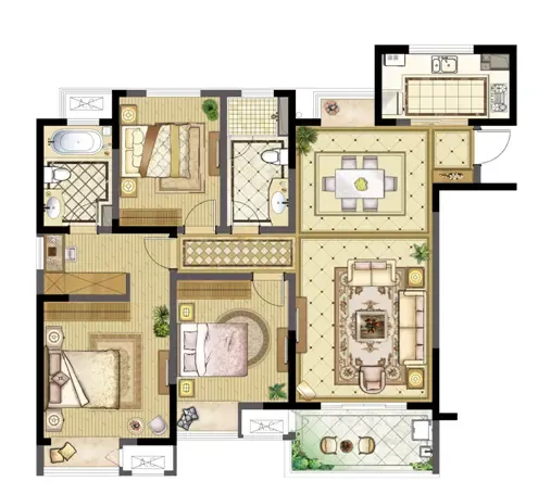 【玺园三室两厅两卫139㎡精装公馆户型图】